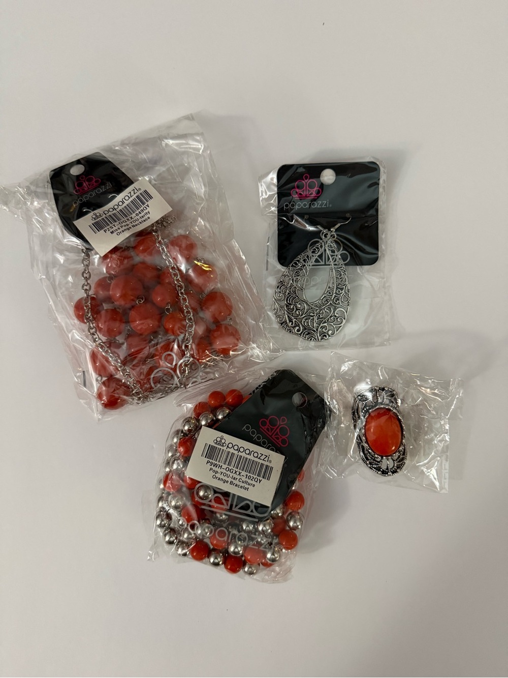 NWT Paparazzi Glimpses of Malibu Fall Fashion Fix 4-Piece Set Orange Silver